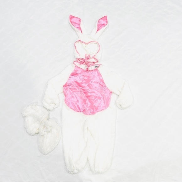 Charades Child Plush White & Pink 2pc Bunny Halloween Easter Cosplay Costume - Picture 2 of 14